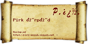 Pirk Árpád névjegykártya